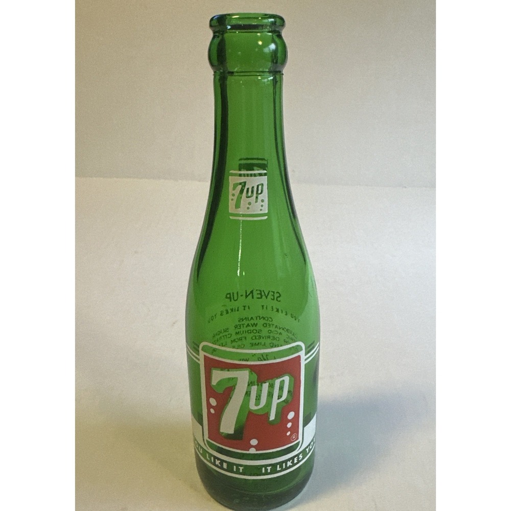 Vtg ACL Lemon-Lime-Seven 7â Up Bottle-7 oz-Green Glass Soda-Pop Nashville, TN